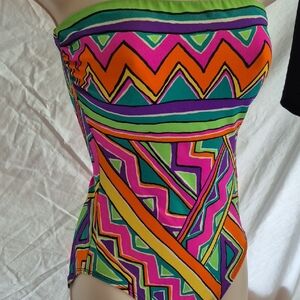 Vibrant Multicolor Strapless Swimsuit